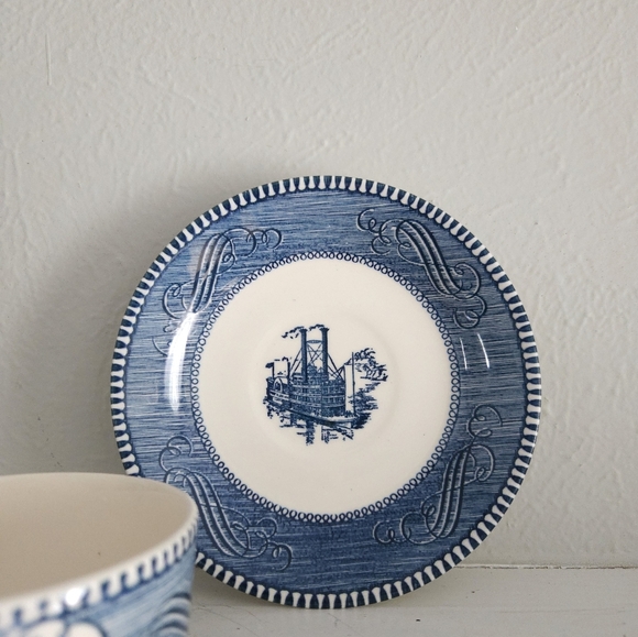 Vintage Set Of Currier & Ives Mugs And Saucers/Mini Bowls - Picture 13 of 16